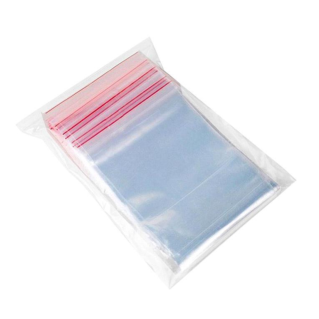 Saco plástico transparente com zíper