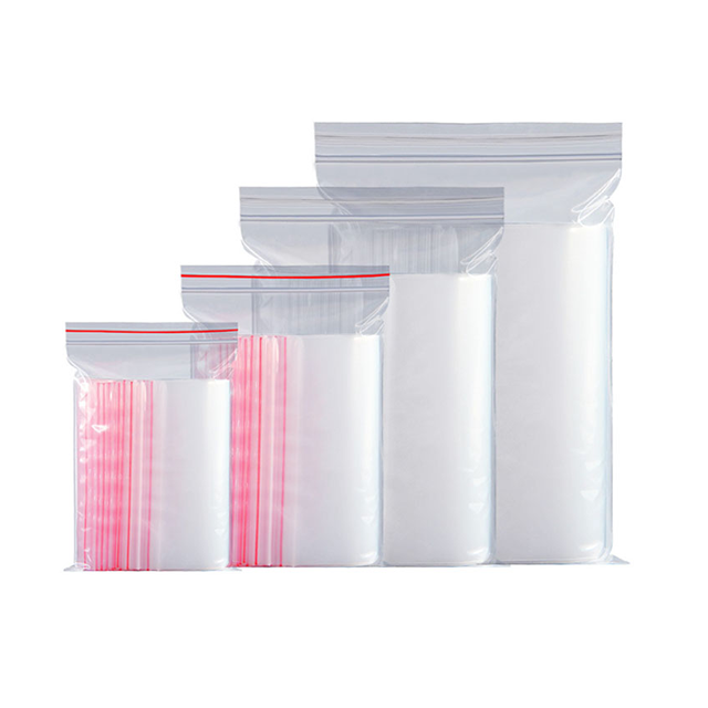 Saco plástico transparente com zíper